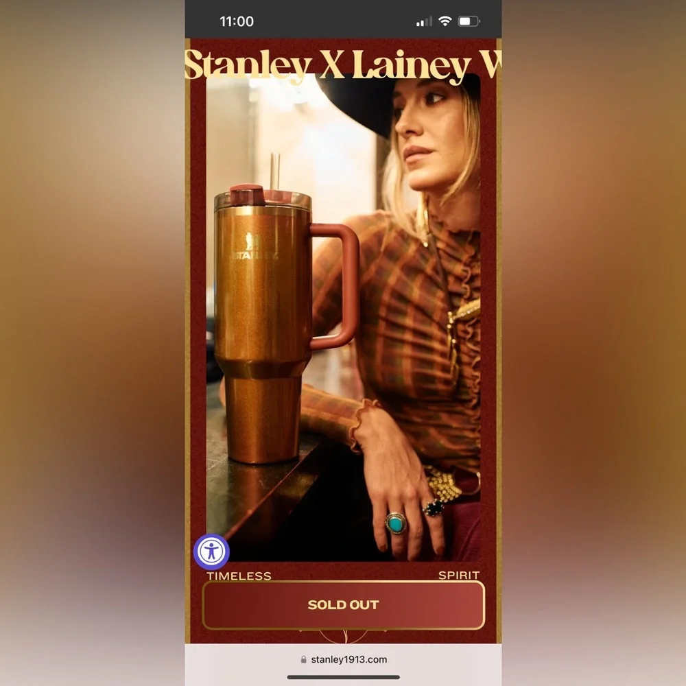 Stanley Quencher H2.0 Tumbler - Olive Green with Maroon Handle - Picture 3 of 5